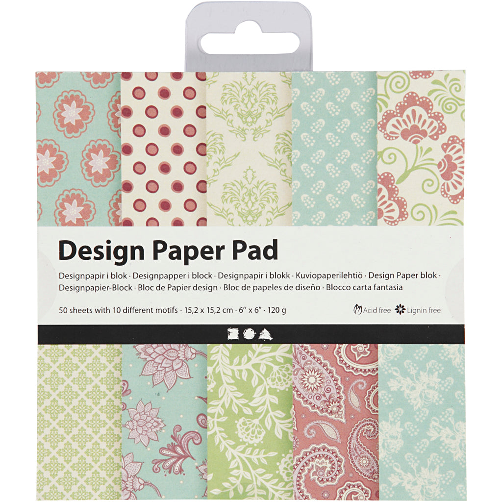 Creativ Company Https: www.cchobby.nl design-papierblok-vel-15-2x15-2-cm-120-gr-mint-groen-paars-50-vel-1-doos