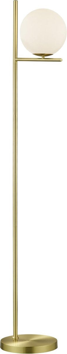 TRIO pure - vloerlamp - messing mat - excl. 1x e14 28w - witte glas