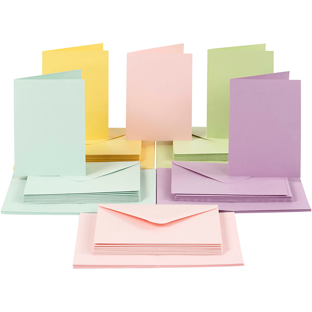 Creativ Company Https: www.cchobby.nl kaarten-en-enveloppen-afmeting-kaart-10-5x15-cm-afmeting-envelop-11-5x16-5-cm-110-220-pastelkleuren-50-set-1-doos