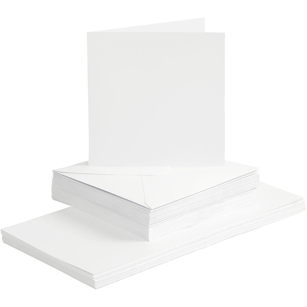 Creativ Company Https: www.cchobby.nl kaarten-en-enveloppen-afmeting-kaart-15x15-cm-afmeting-envelop-16x16-cm-120-240-gr-wit-50-set-1-doos