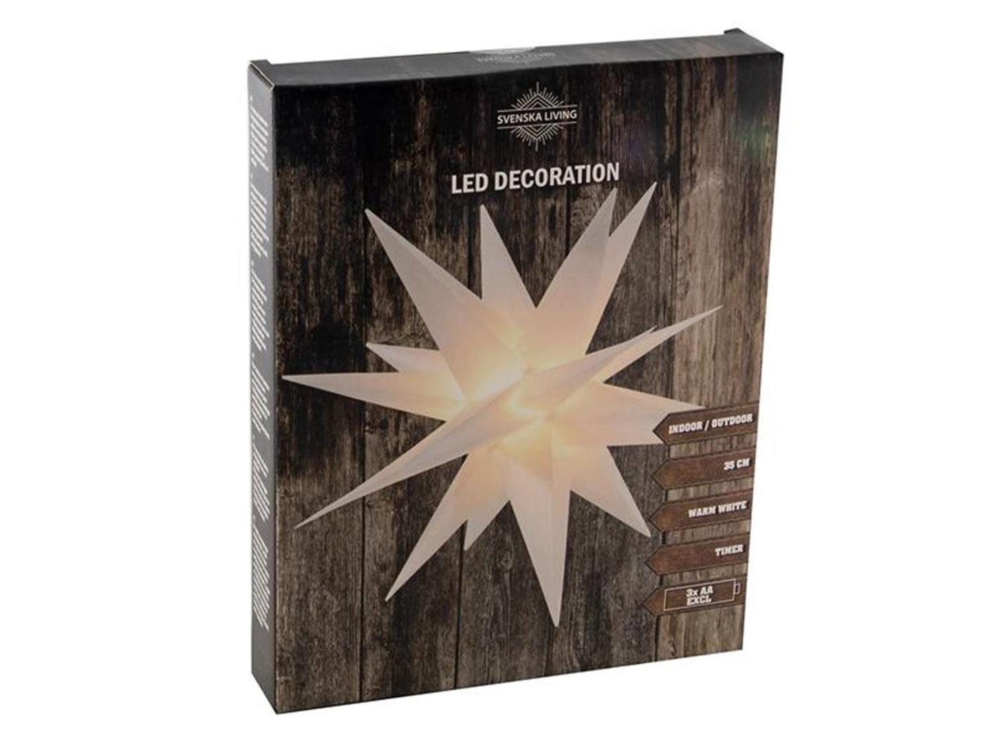 Svenska Living Ster kunststof 35cm wit 4xwarmled timer