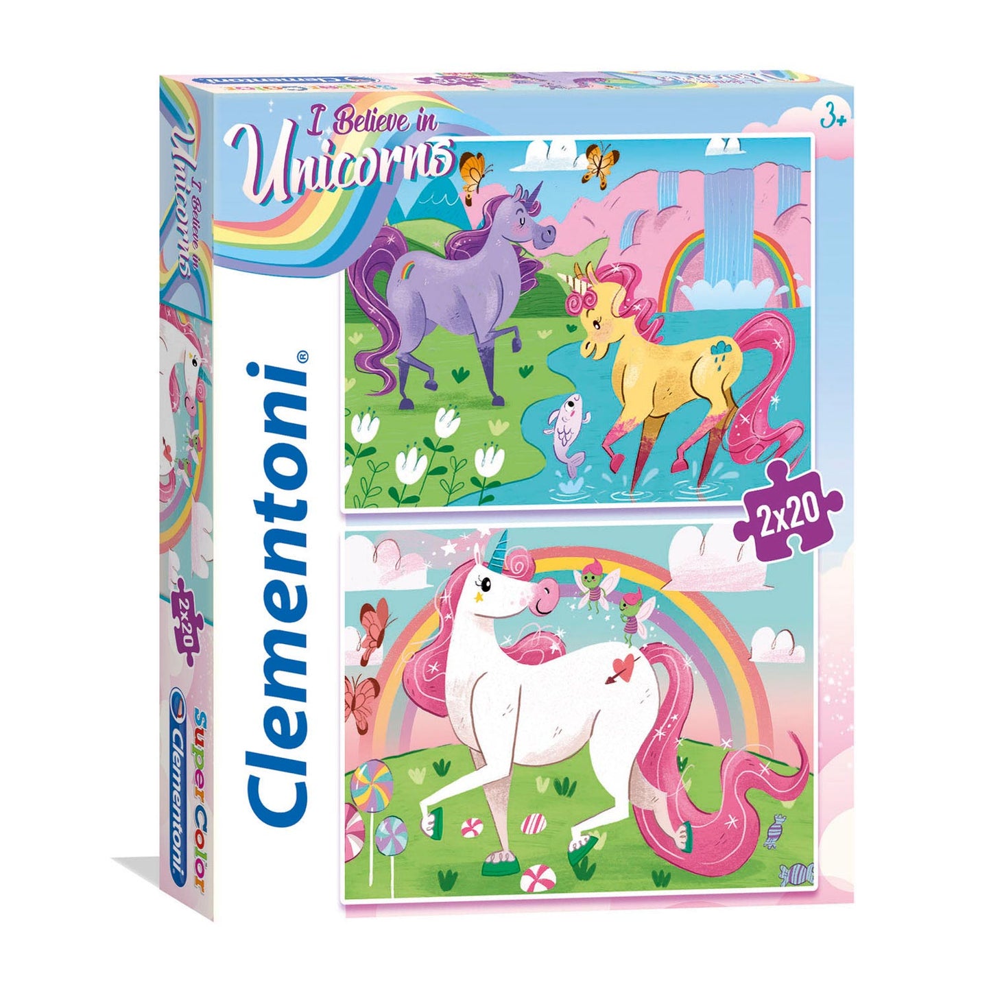 Clementoni brilliant puzzel eenhoorn, 2x20st.
