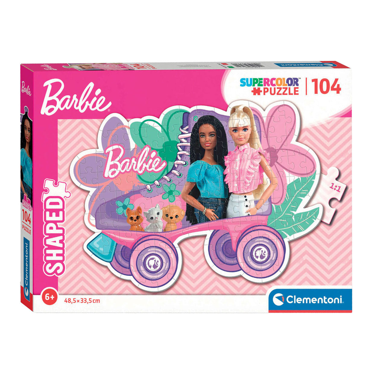 Clementoni legpuzzel super color - barbie rolschaats, 104st.