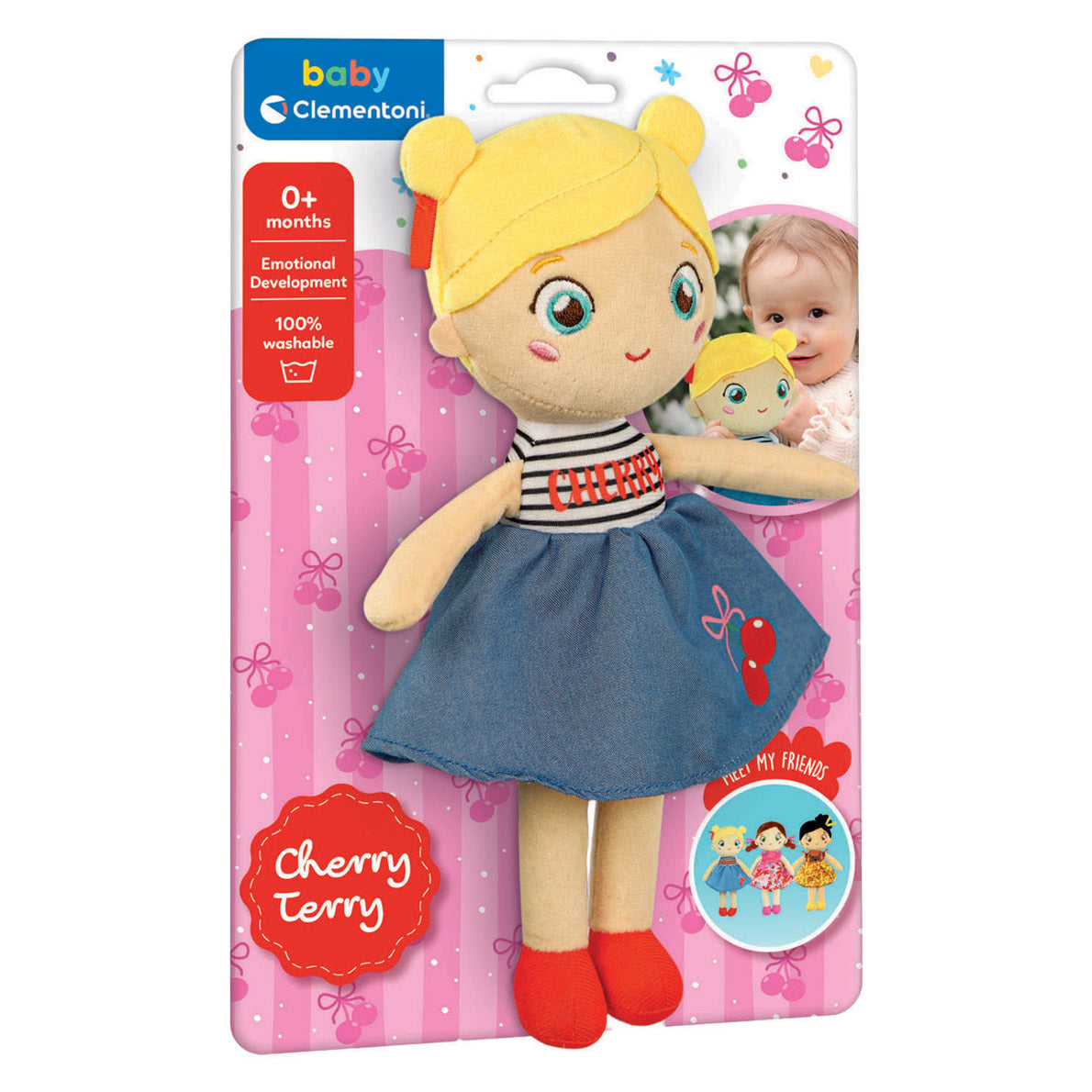 Clementoni baby zachte pluche pop cherry terry