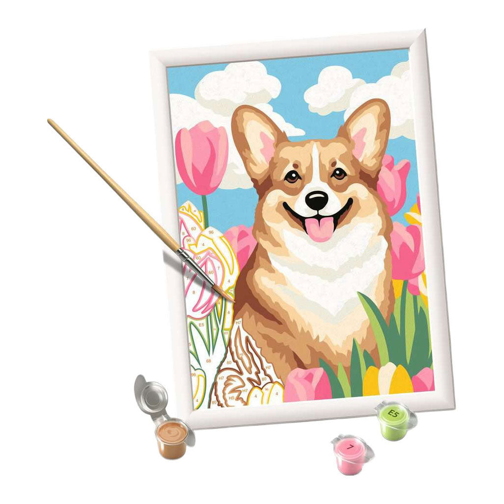 Ravensburger creart schilderen op nummer - bloemrijke corgi