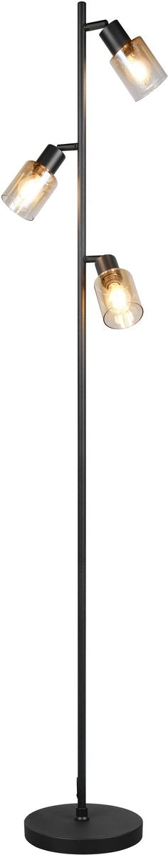 RL LIVE YOUR LIGHT Reality cadiz - vloerlamp - zwart mat - excl. 3x e14 4 w - voetschakelaar