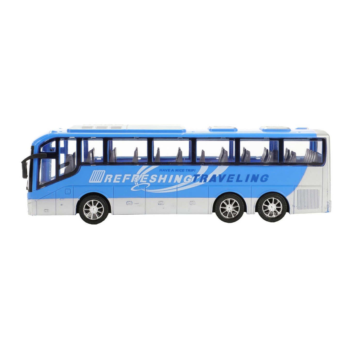 CARS TRUCKS Vehicool reisbus blauw frictie - 32cm