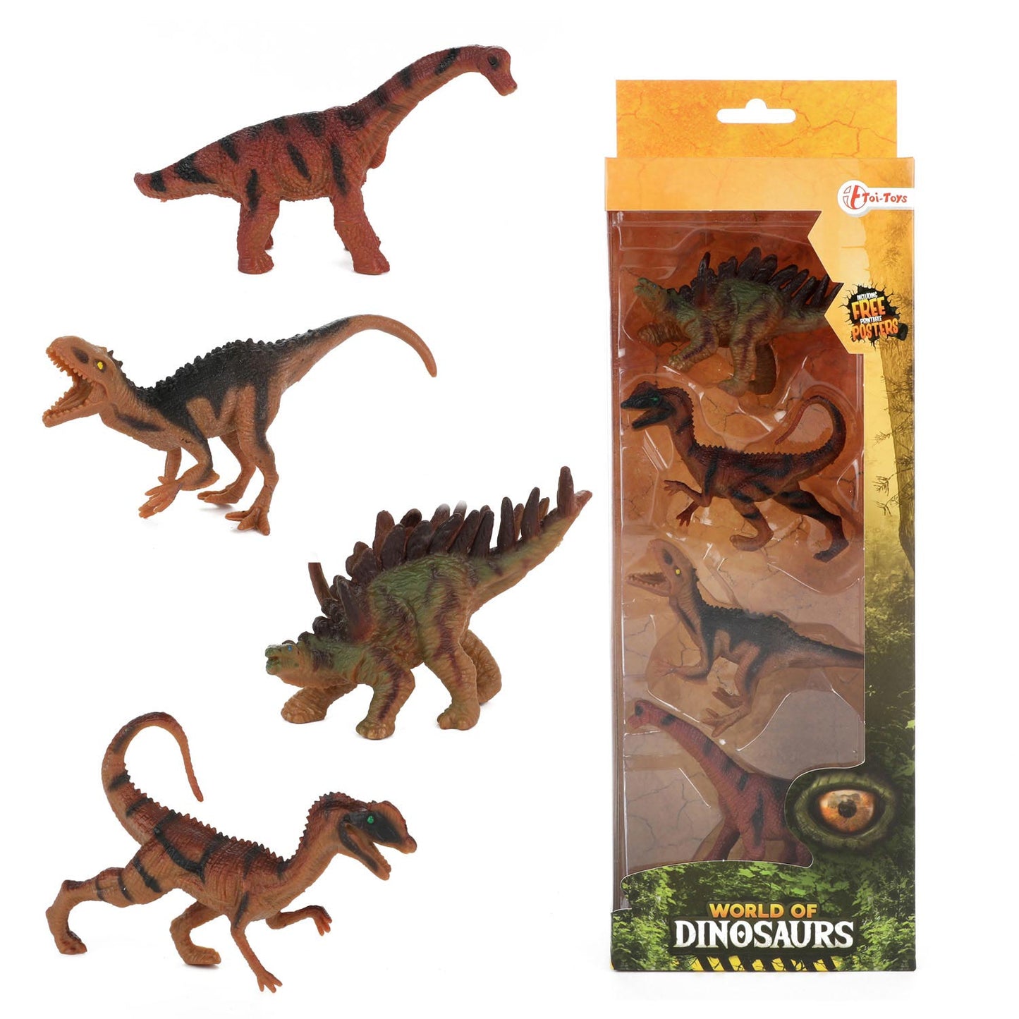 Toi-Toys World of dinosaurs dinosaurussen, 4st.