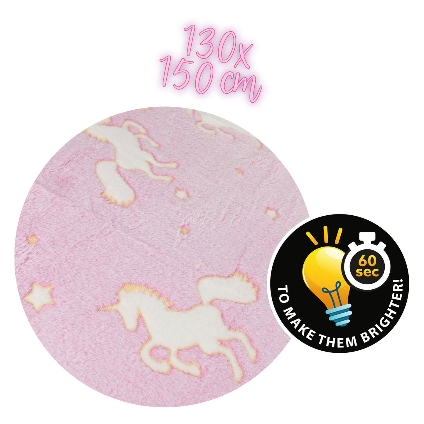 Toi-Toys Glow n fun glow in the dark deken eenhoorn, 130x150cm