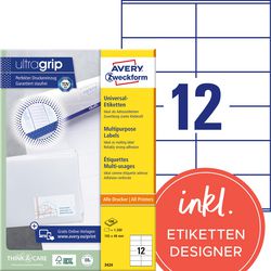 Universele etiketten Avery Zweckform 3424 105x48mm