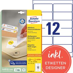Verwijderbare etiketten Avery Zweckform L4743REV-25 99,1x42,3mm wit