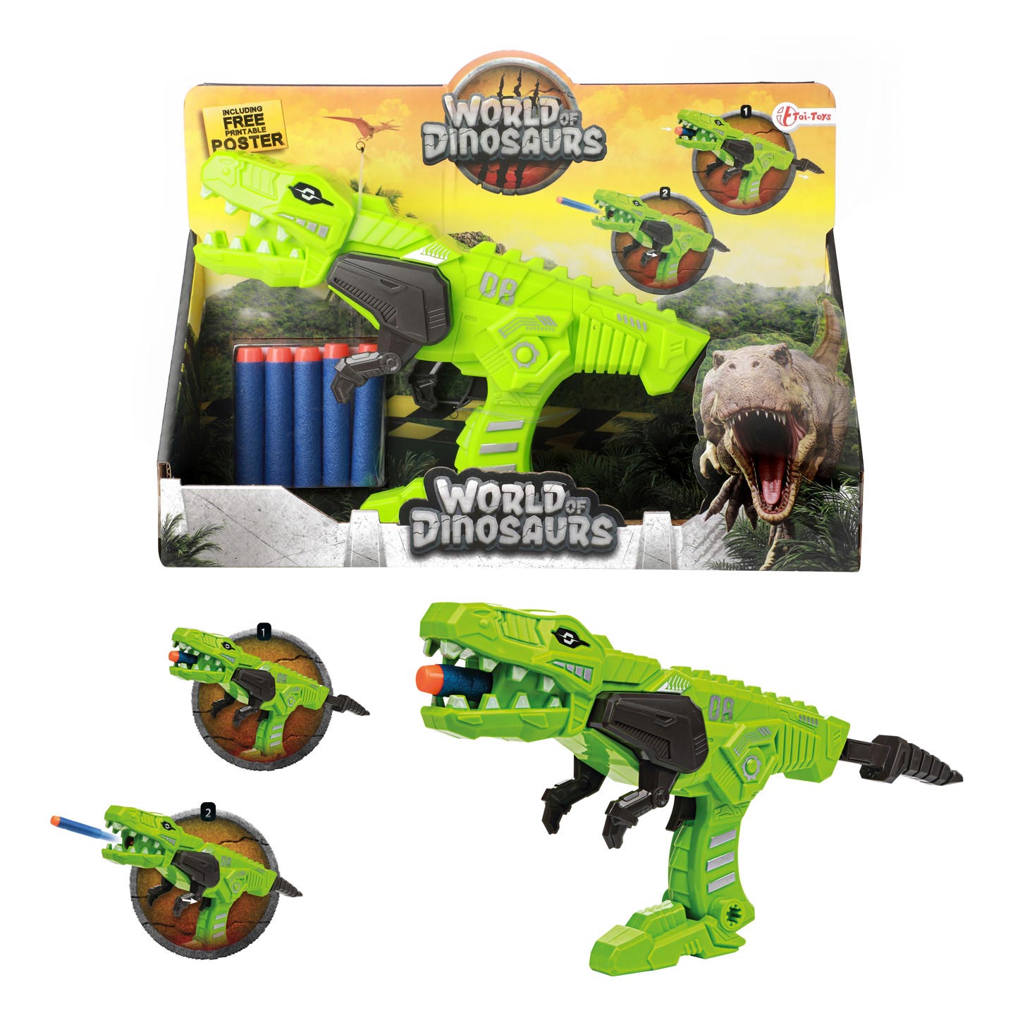 World Of Dinosaurs afschietpistool met foampijlen