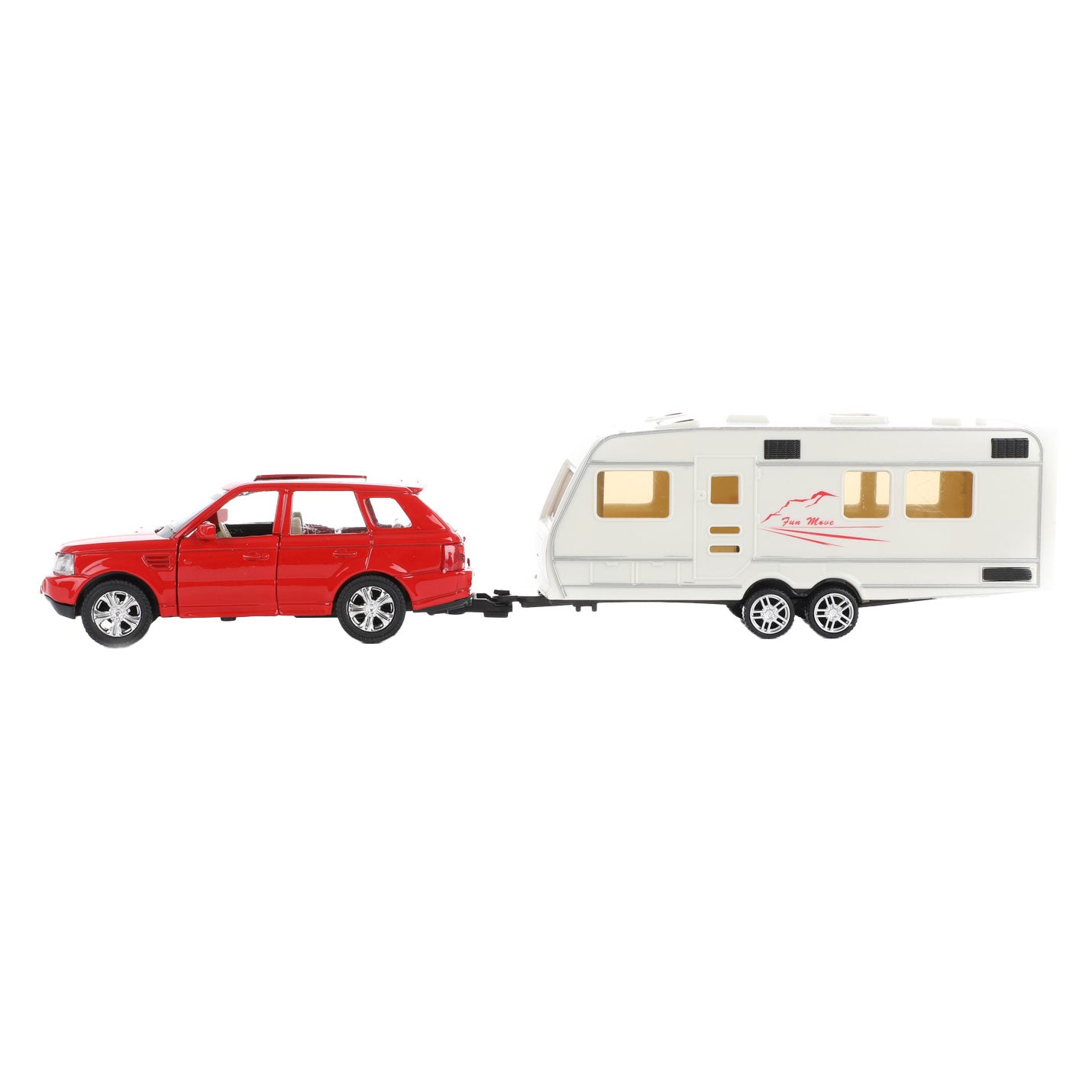 Toi-Toys Metalworld pull-back auto met caravan - 1:48