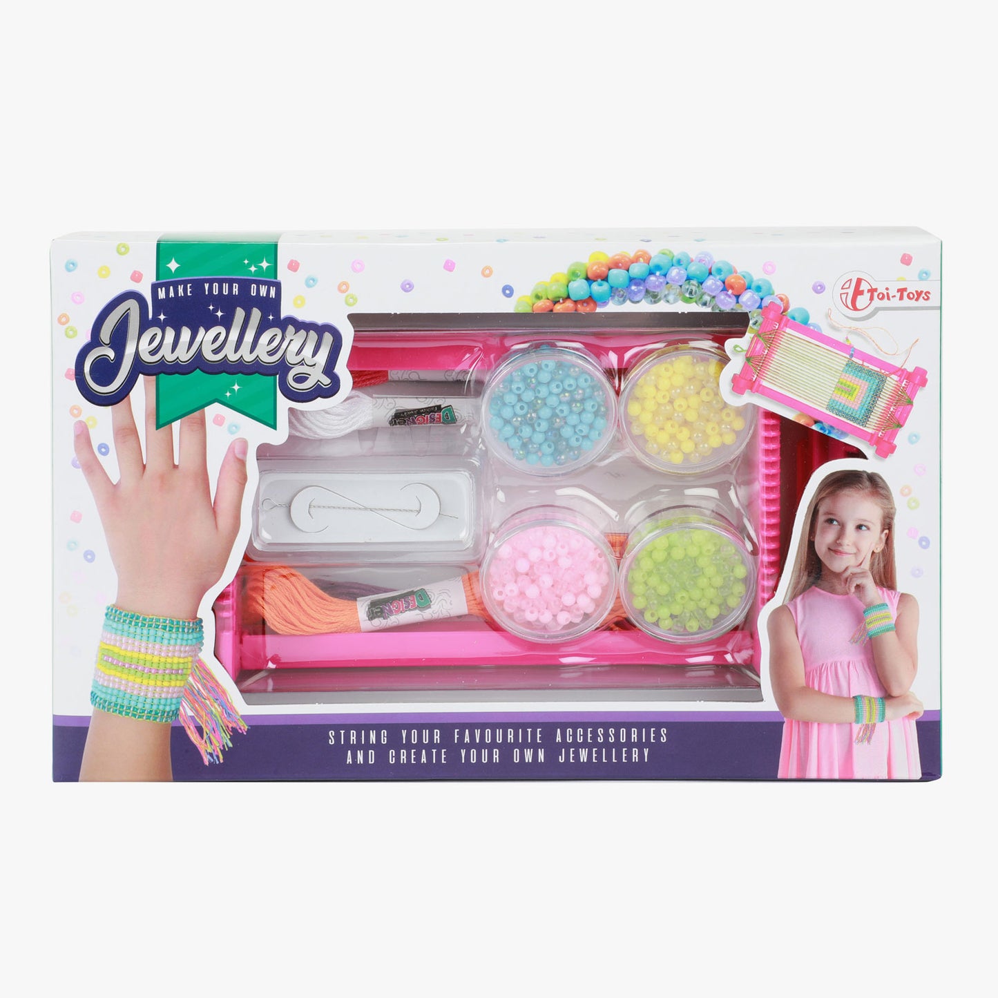 Toi-Toys Weefgetouw met garen en kralenset