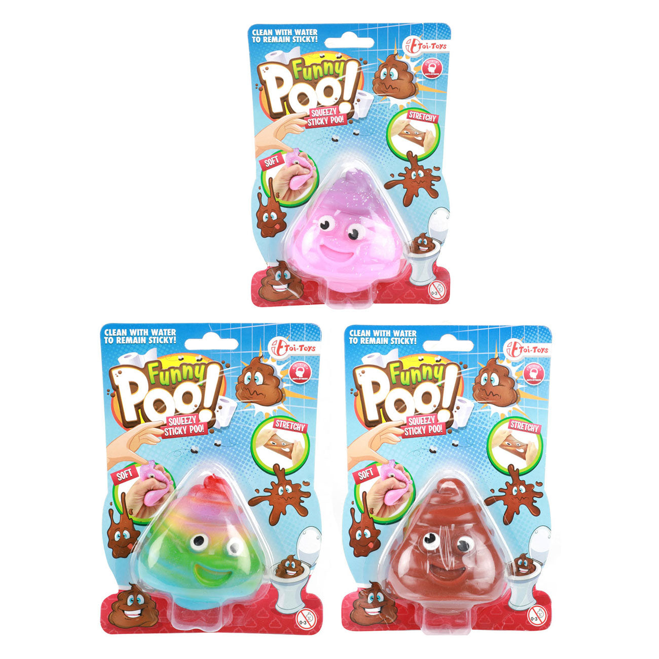 Toi-Toys Funny poo kleverige rekbare lachende drol