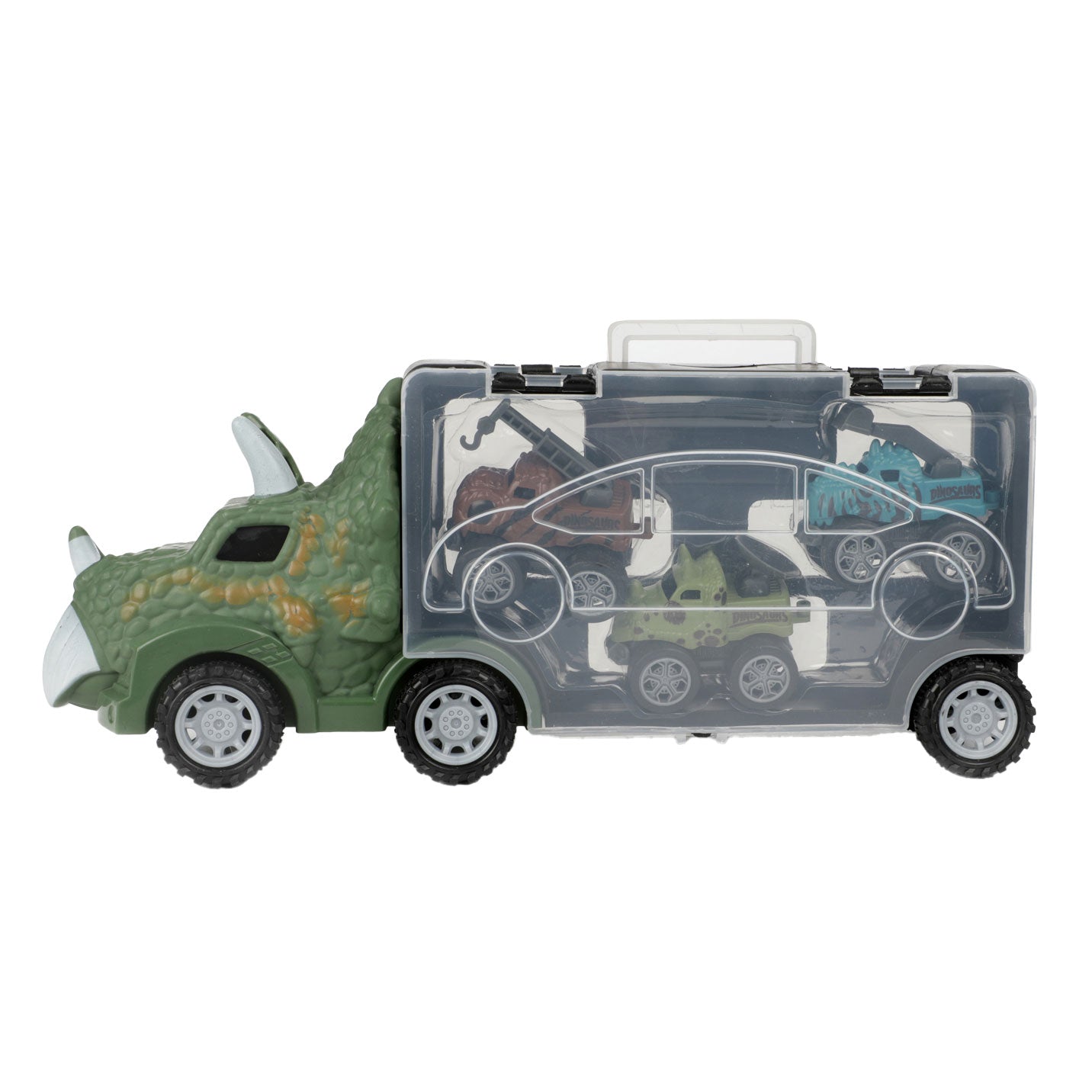 World Of Dinosaurs dinotruck met 3 pull-back auto's