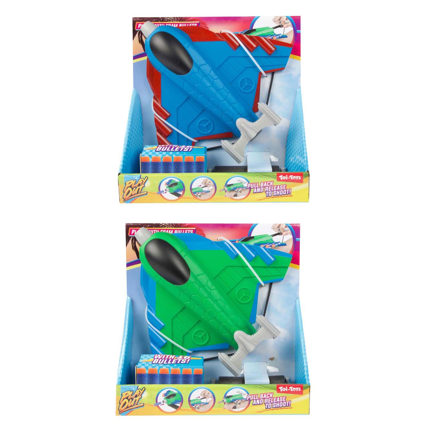 Toi-Toys Play out vliegtuig shooter met 16 foam pijlen