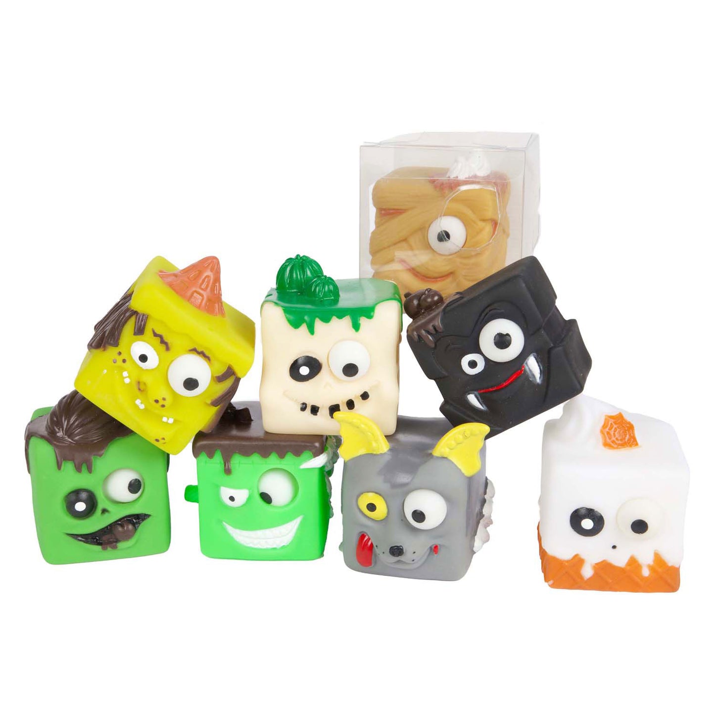 Toi-Toys Fun knijpkubusmonster puiloog, 5cm