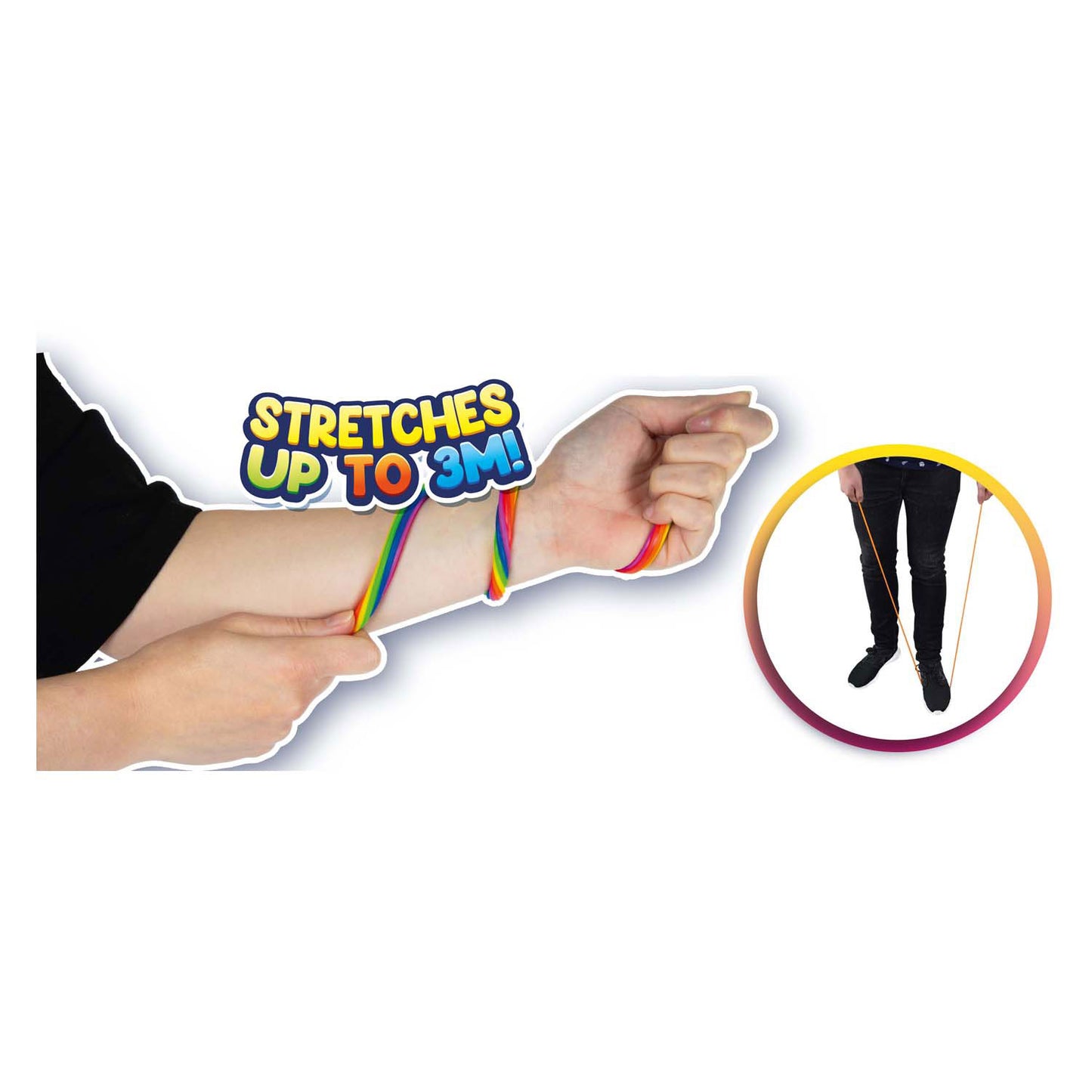 Toi-Toys Super rekbaar touw rainbow 2 stuks
