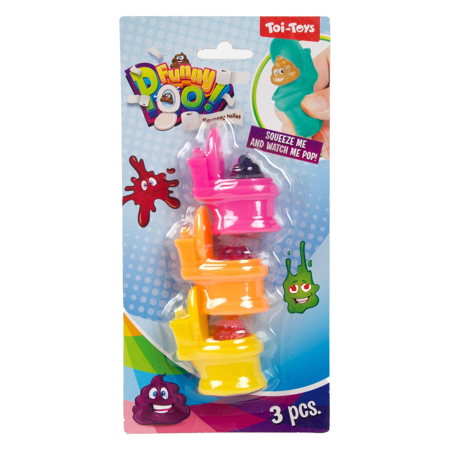 Toi-Toys knijptoilet glitter drol 3st