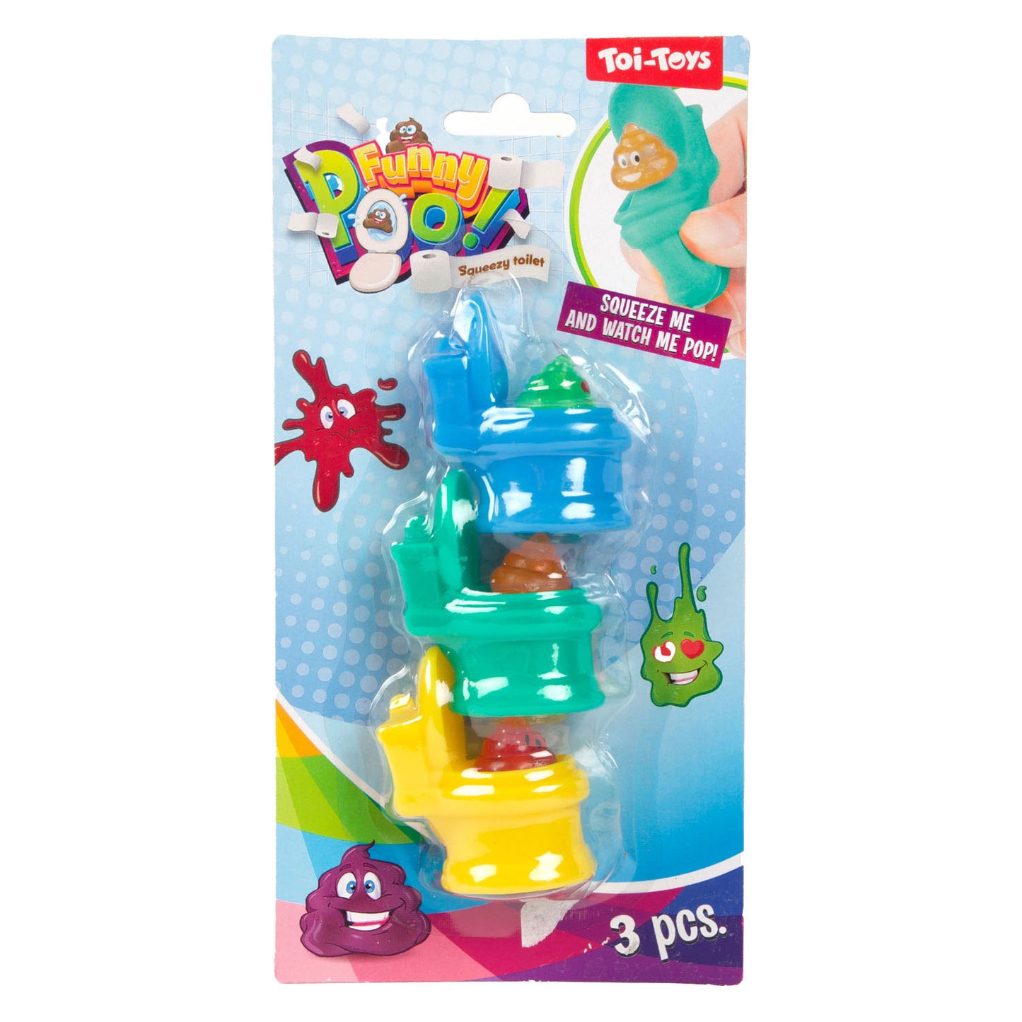 Toi-Toys knijptoilet glitter drol 3st