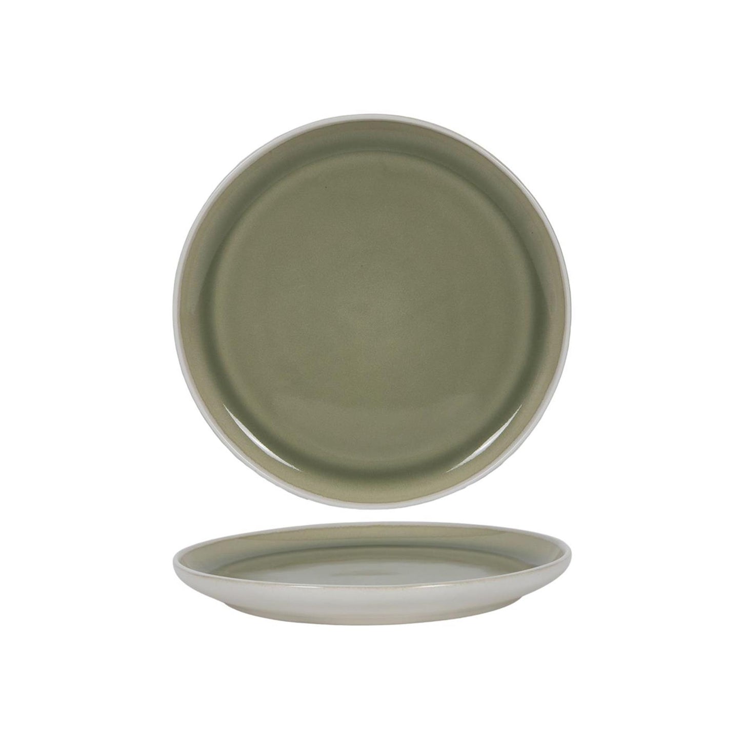 Ontbijtbord matwit groen Ø21,4cm 6 stuks