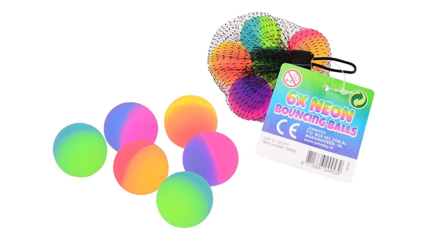Johntoy John toy neon stuiterballen 6 in net