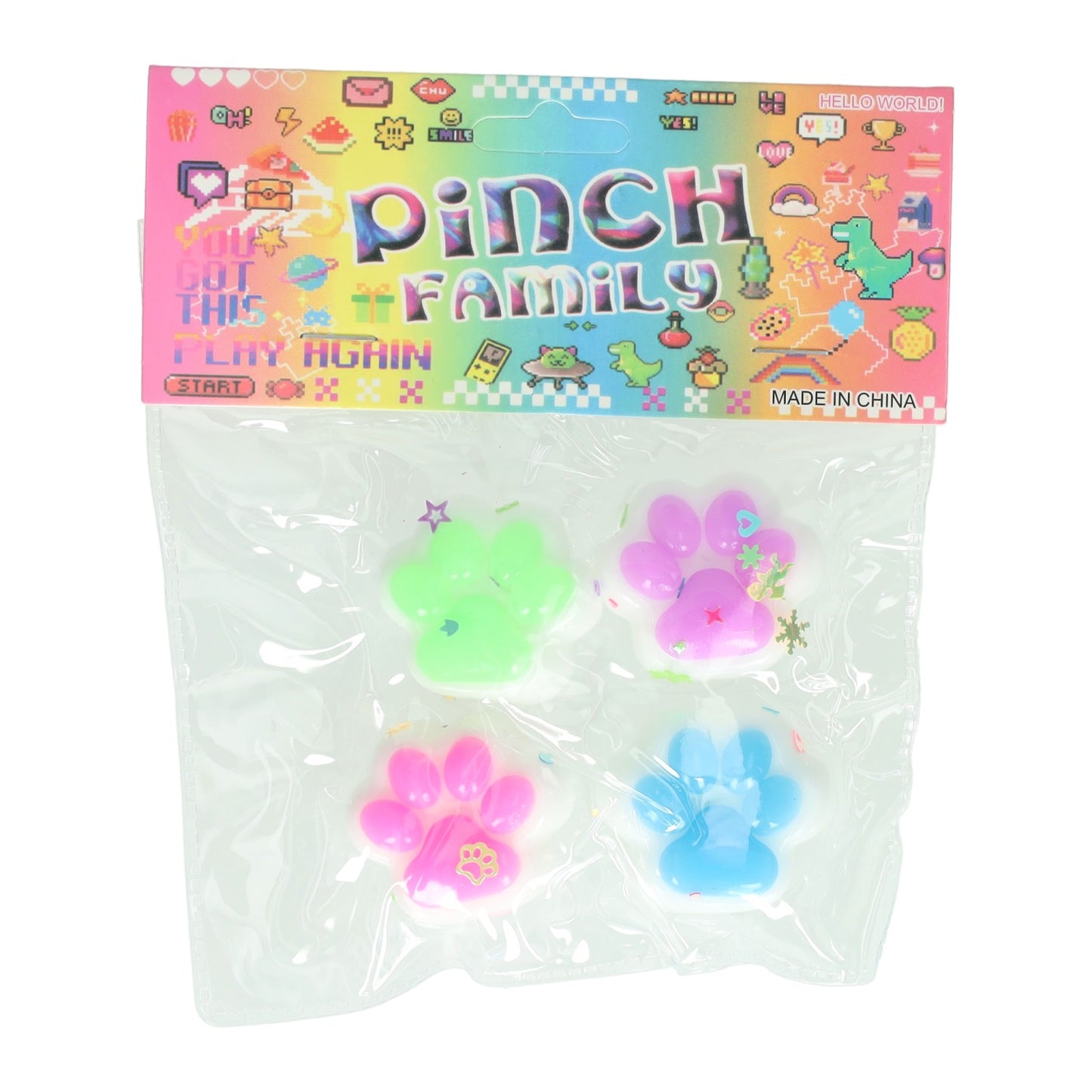 Jono Toys Pinch family - dierenpoot squishy - 4st.
