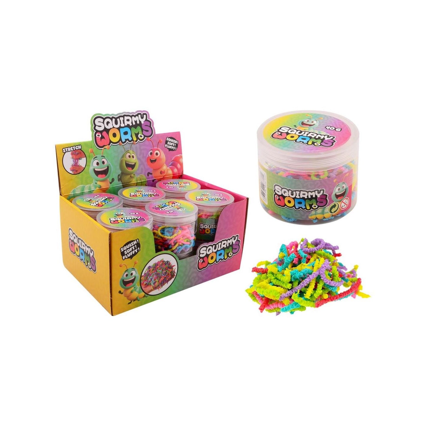 Johntoy Squirmy regenboog wormen in pot 40 gram