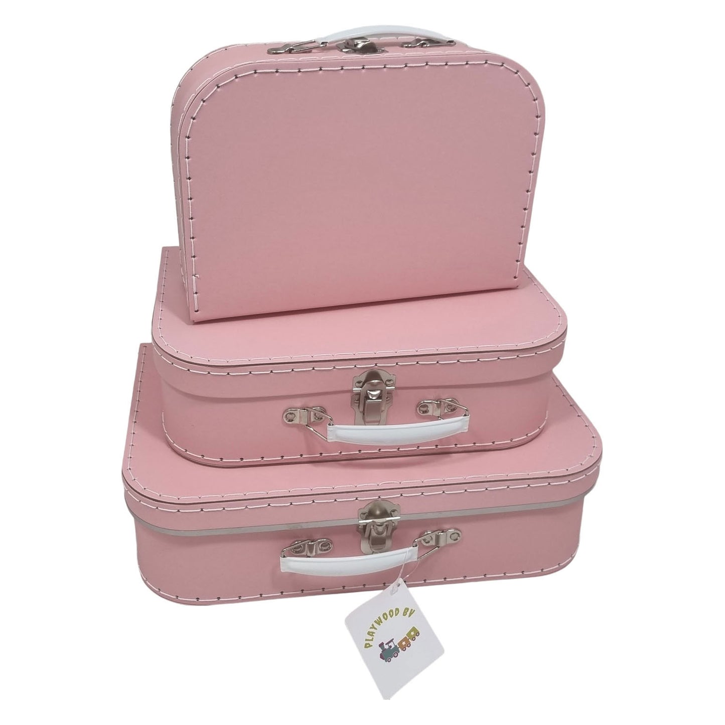 Playwood Kartonnen koffer set roze, 3st.