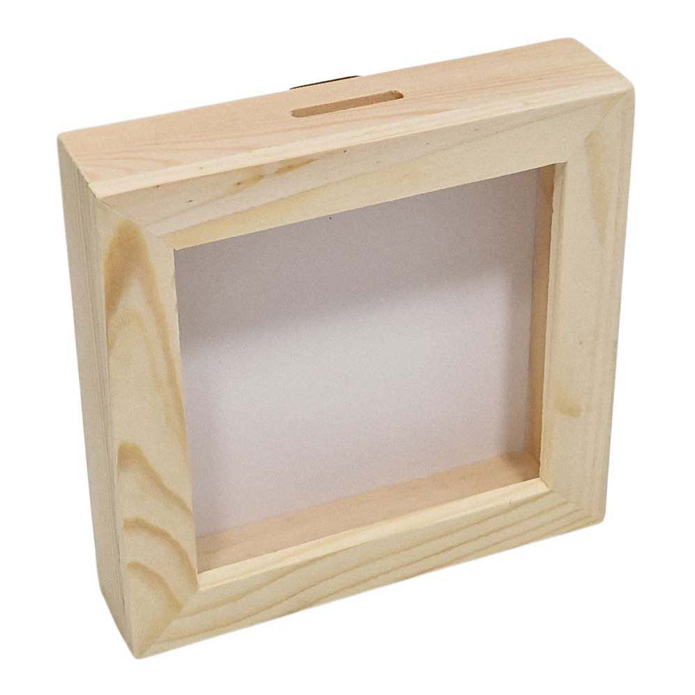 Playwood Houten spaarpot plexiglas met witte achterkant klein