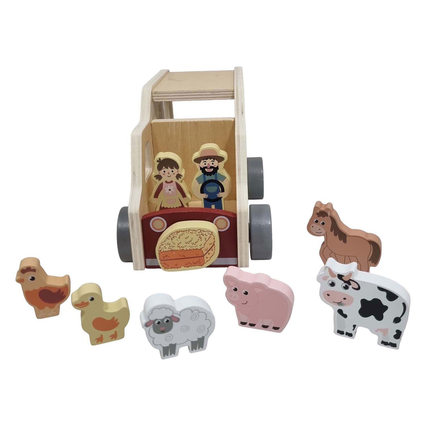 Playwood Houten vormenauto boerderijdieren