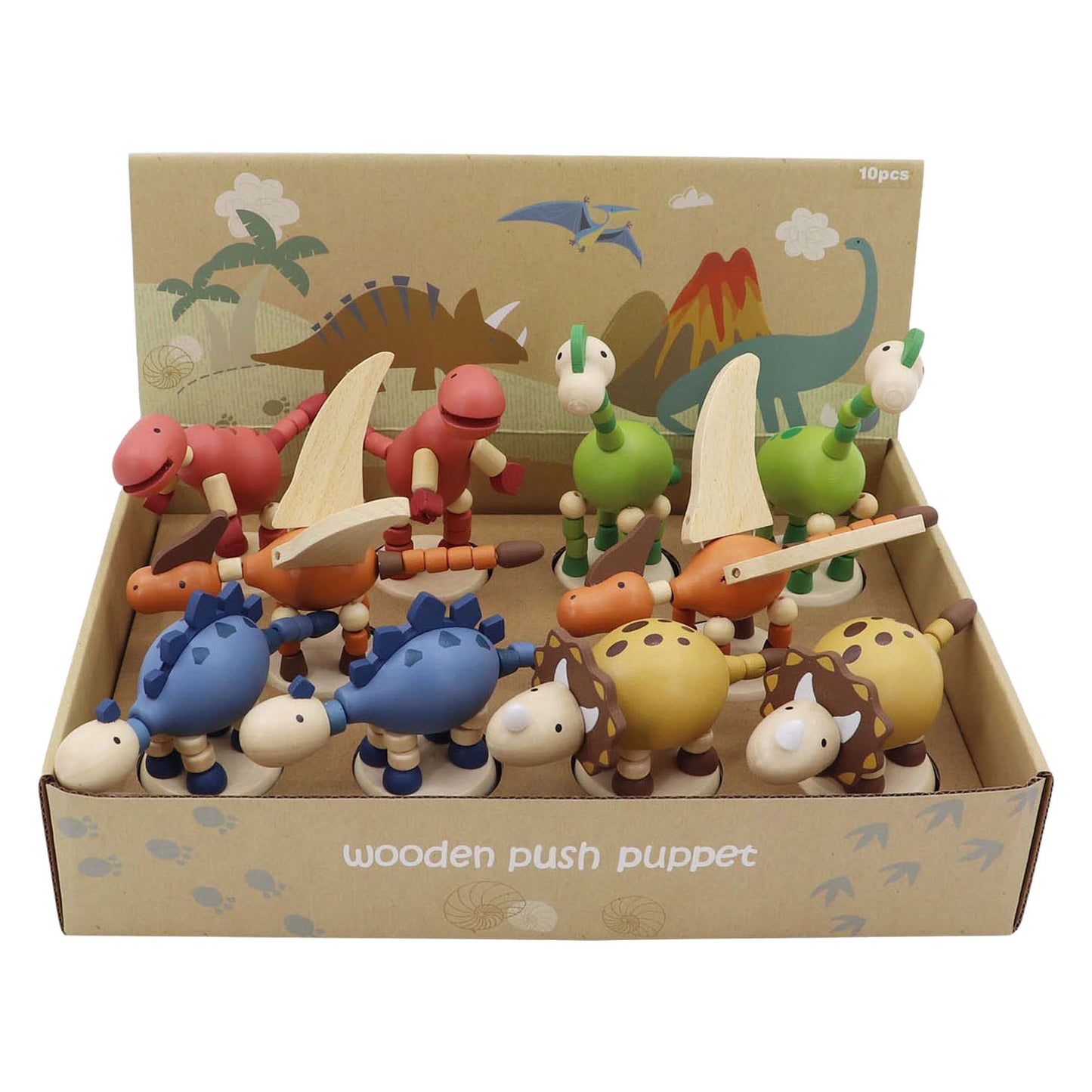 Playwood Houten drukpop dinosaurus