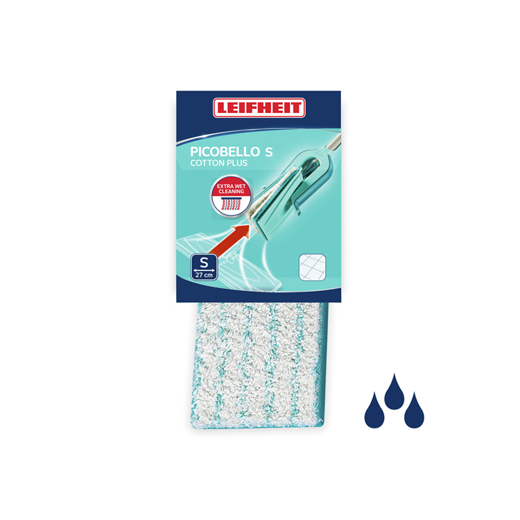 Leifheit picobello s dweildoek cotton plus - voor stenen vloeren - 27 cm wisbreedte - turquoise - wit