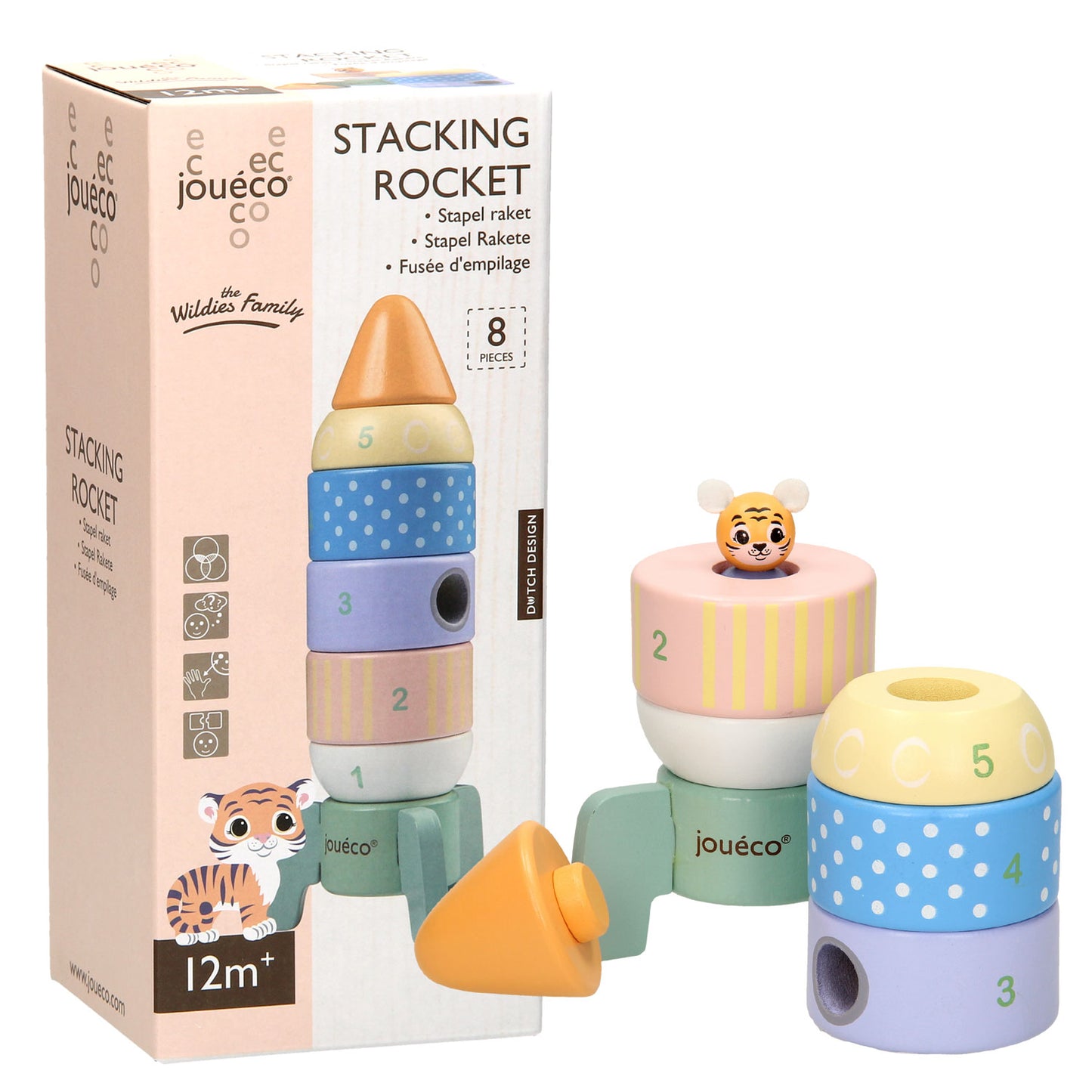 Joueco houten stapel raket