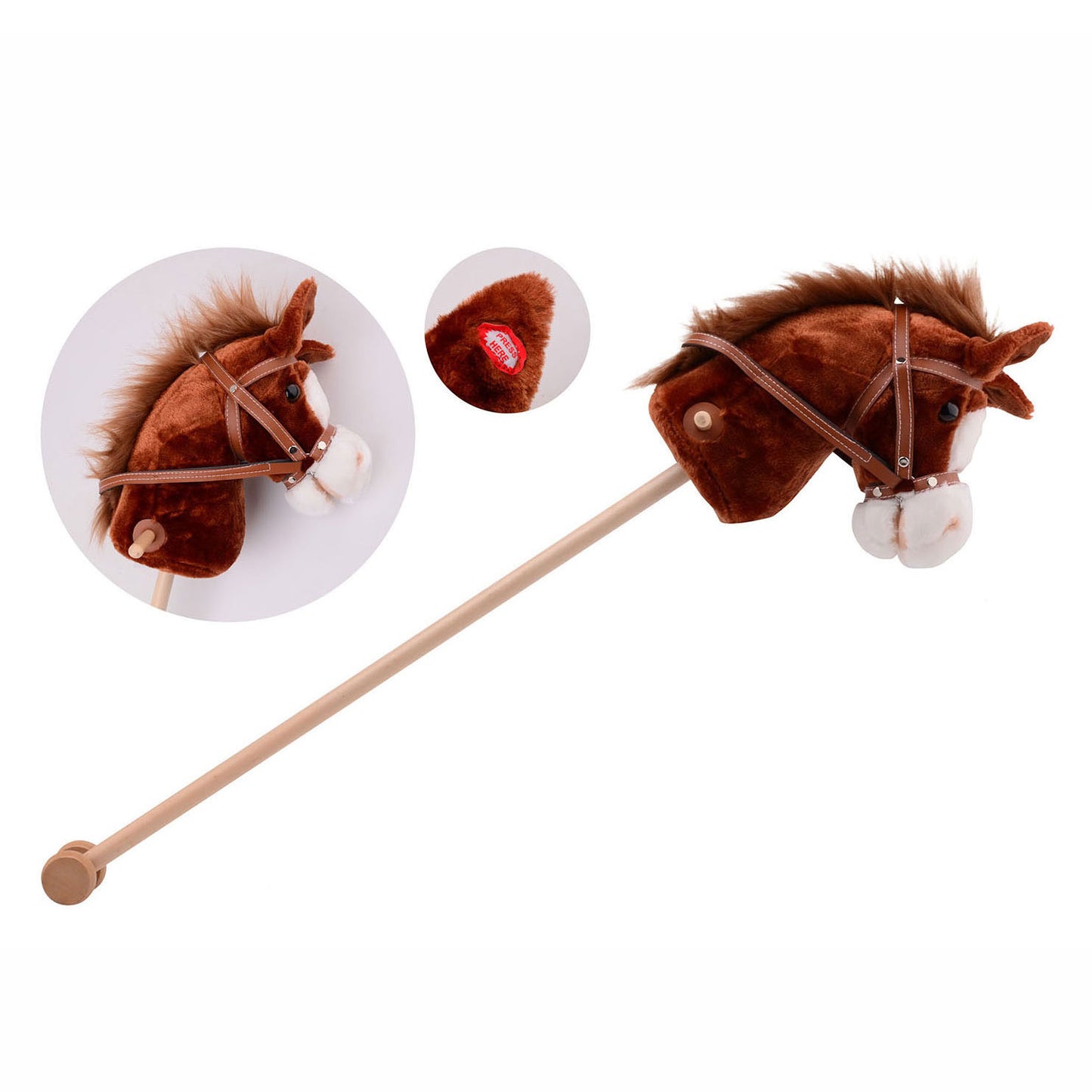 Johntoy Pluche stokpaard met geluid