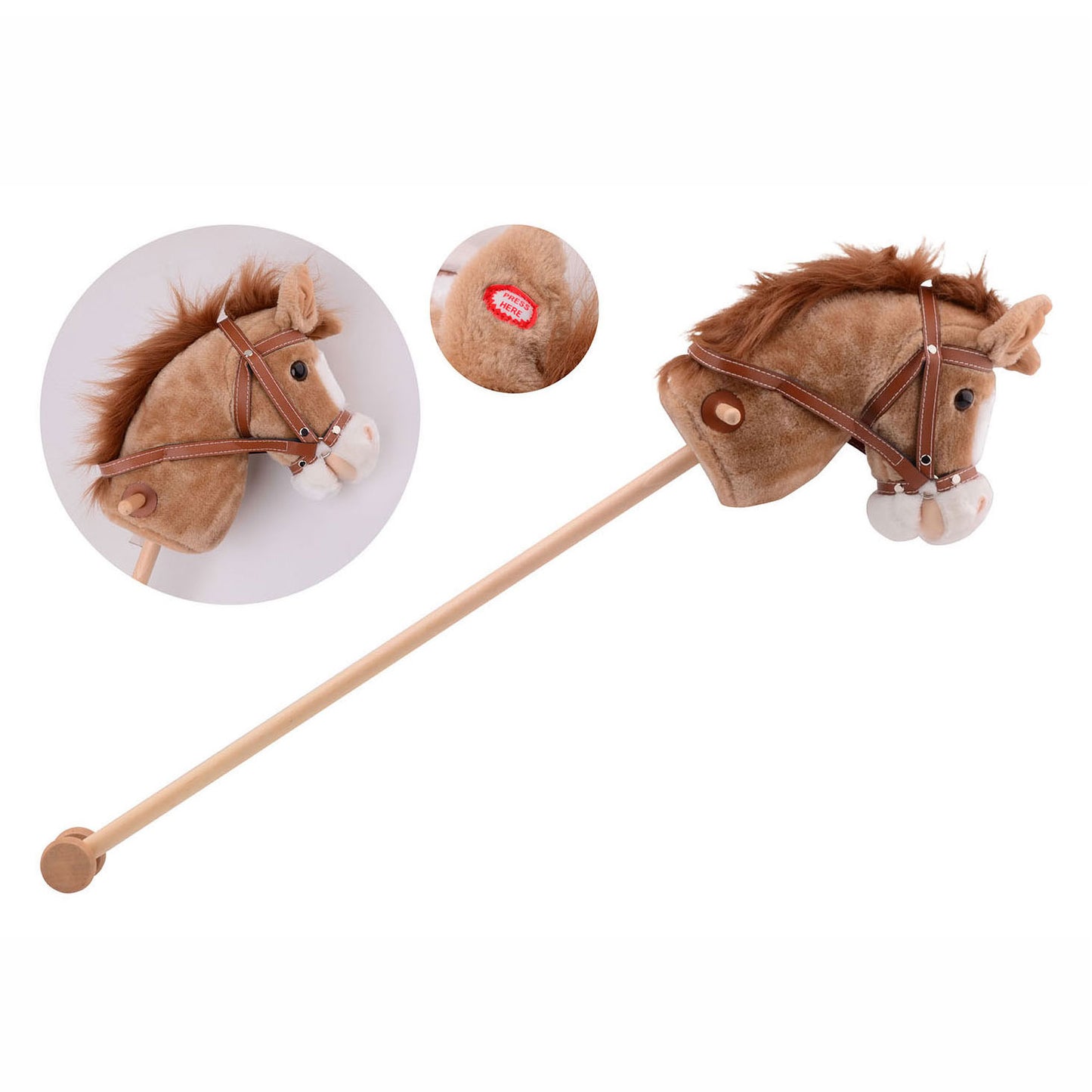 Johntoy Pluche stokpaard met geluid