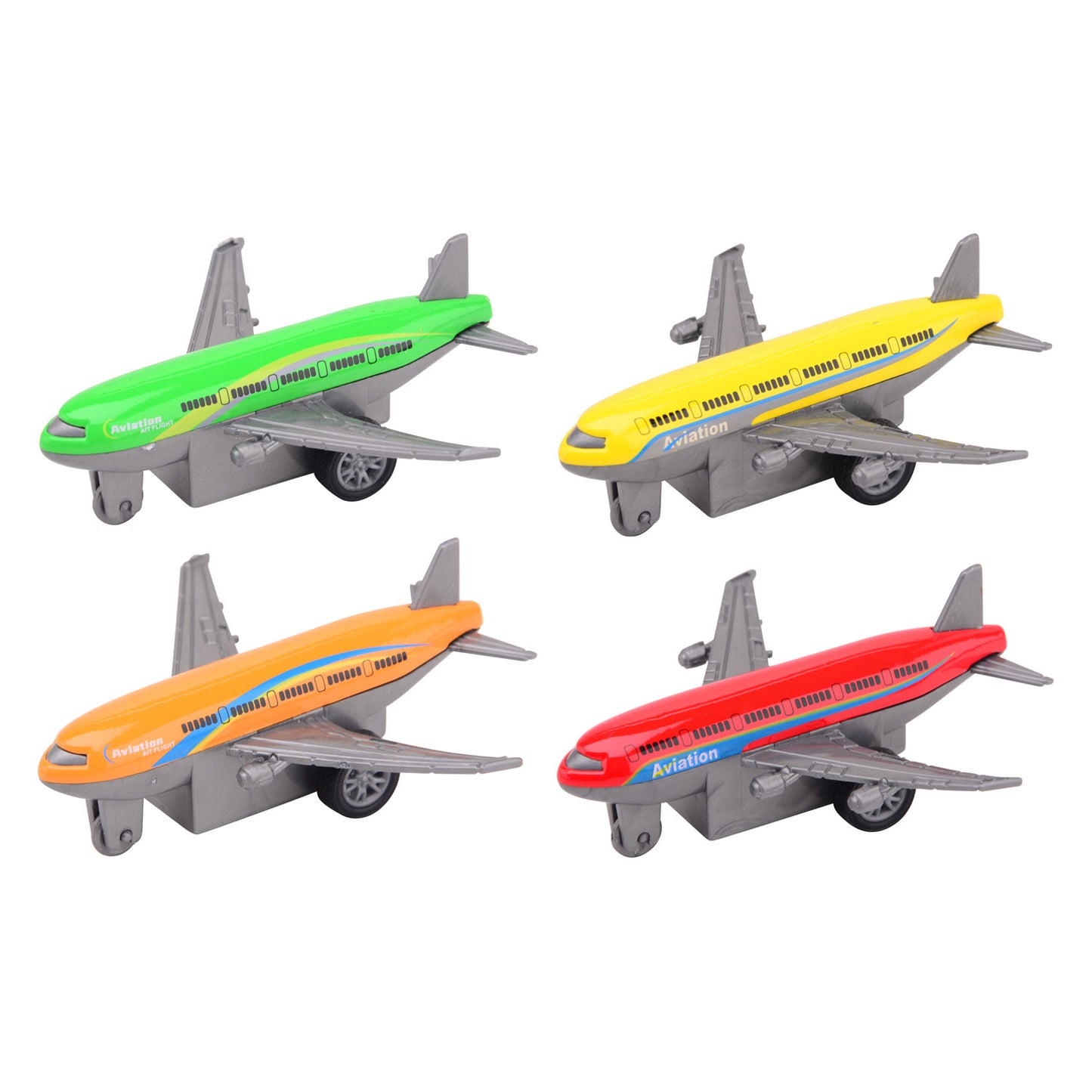 Johntoy Pull-back die-cast vliegtuigen, 4st.