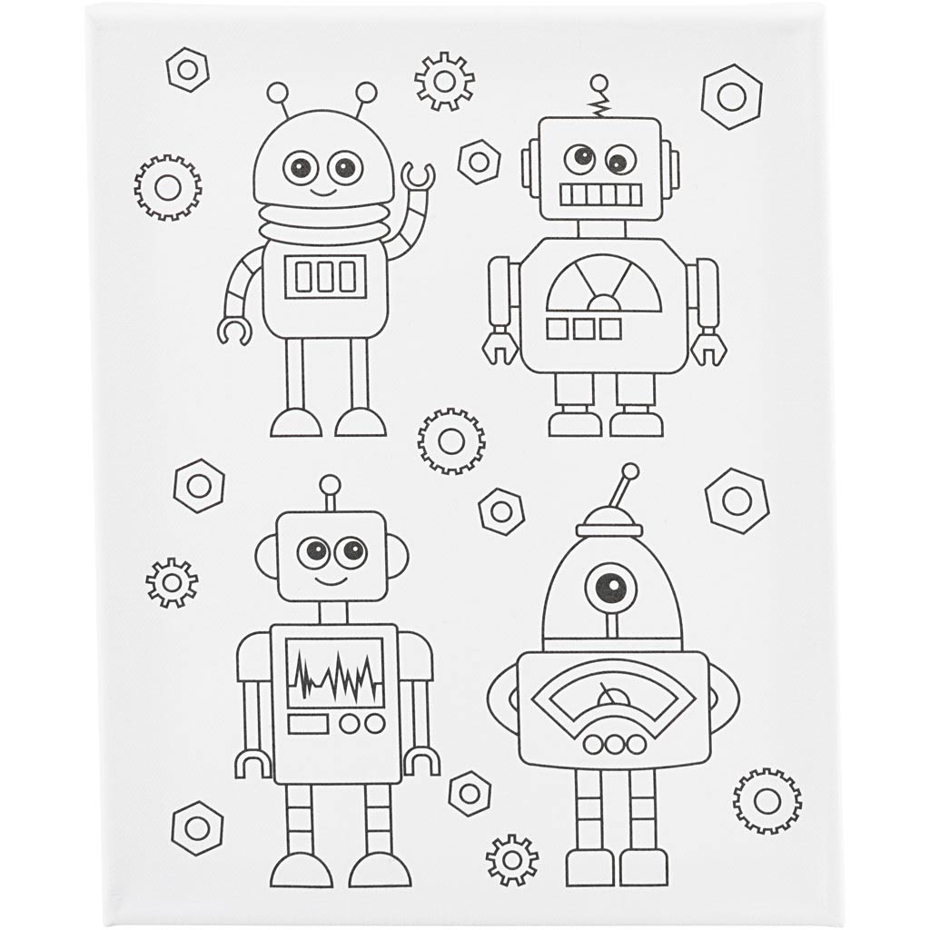 Creativ Company Https: www.cchobby.nl schildercanvas-met-print-robots-d-1-6-cm-afm-24x30-cm-360-gr-1-stuk