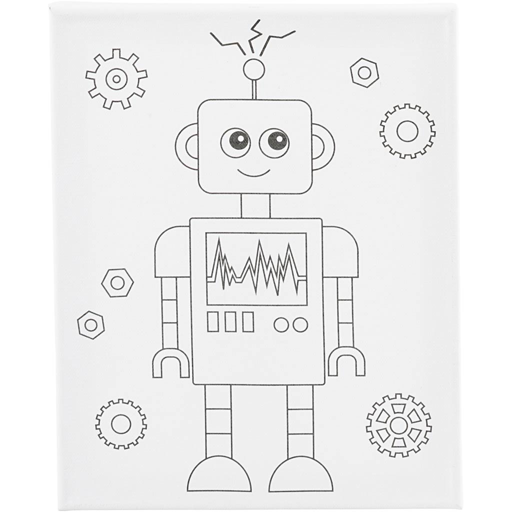 Creativ Company Https: www.cchobby.nl schildercanvas-met-print-robot-d-1-6-cm-afm-24x30-cm-360-gr-1-stuk