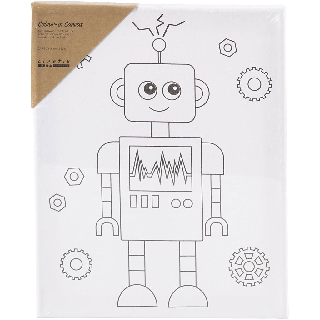 Creativ Company Https: www.cchobby.nl schildercanvas-met-print-robot-d-1-6-cm-afm-24x30-cm-360-gr-1-stuk