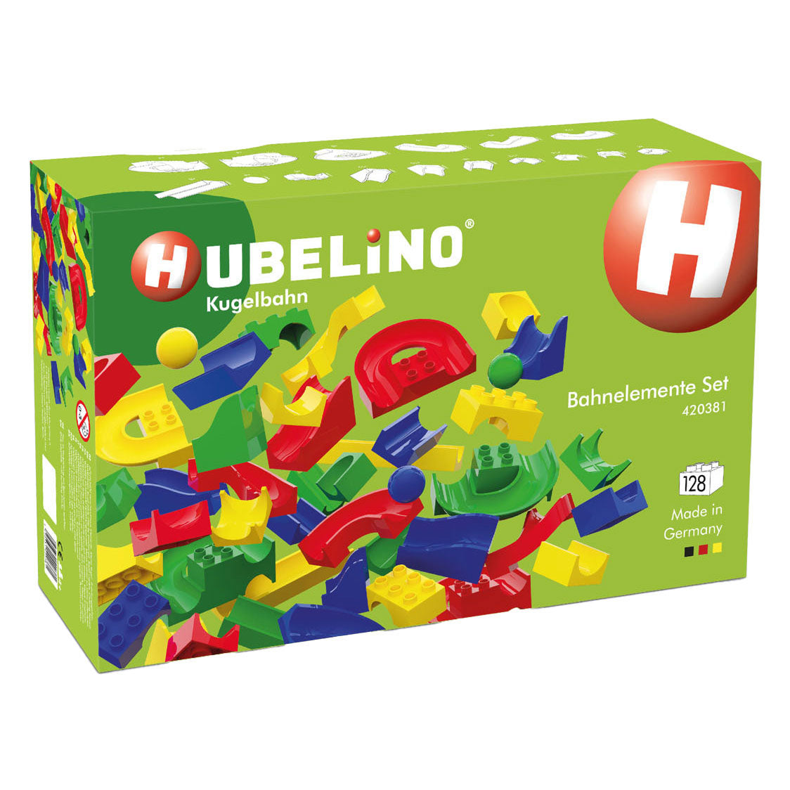 Hubelino knikkerbaan baanelementen - 128dlg.