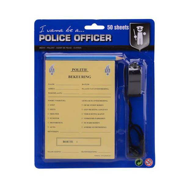 Johntoy Politie bonnenboekje met potlood fluit