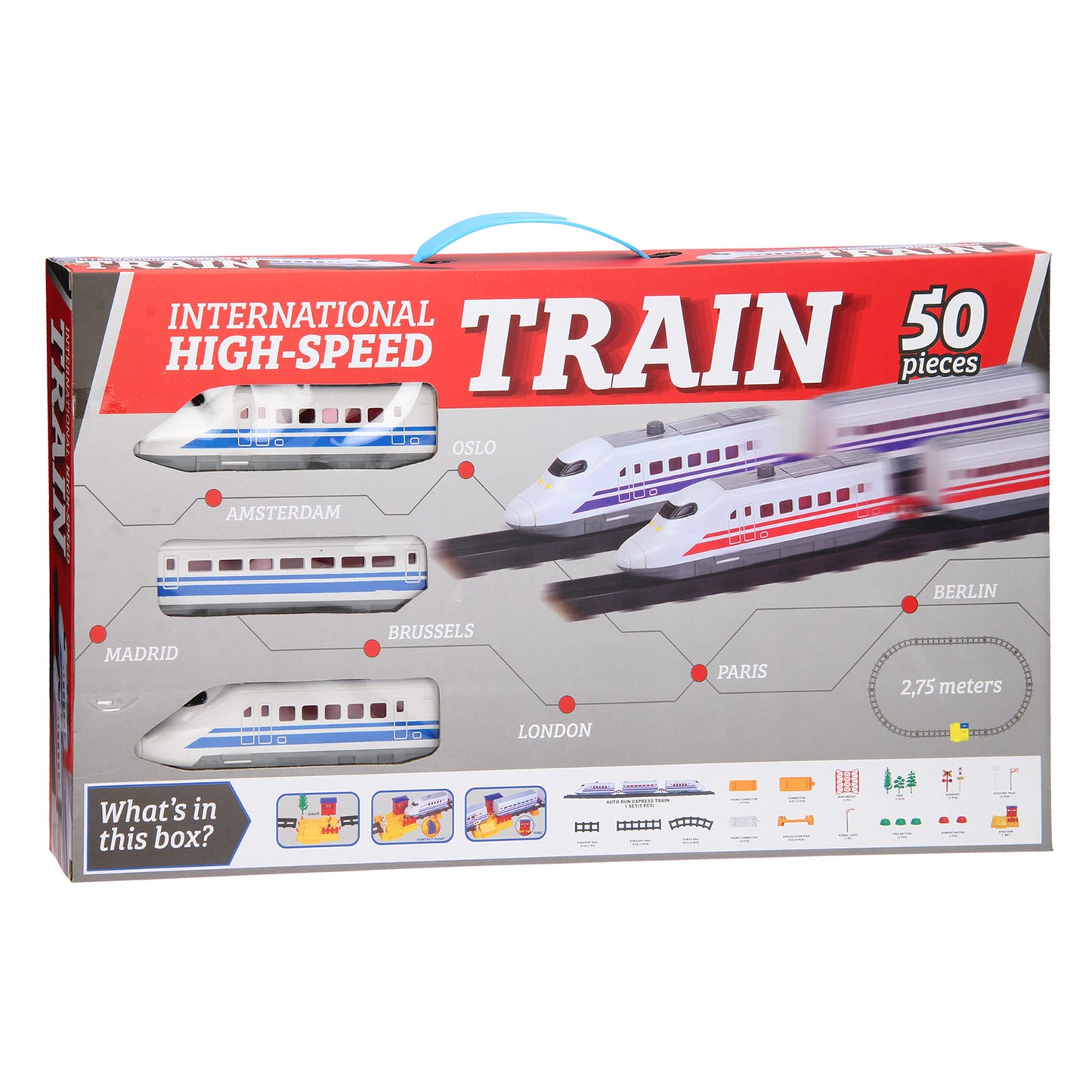 Johntoy Hogesnelheidstrein set, 50dlg.