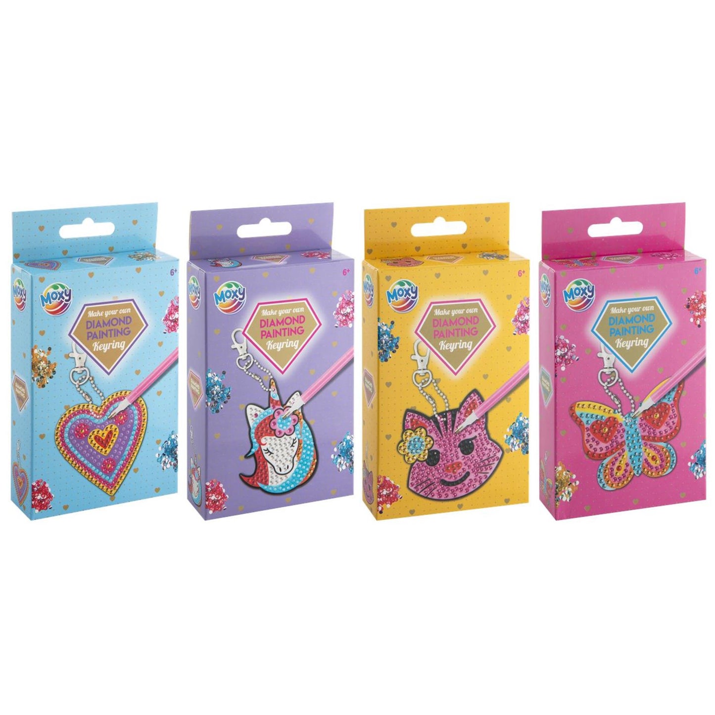 Moxy diamond painting sleutelhanger, 4 ass