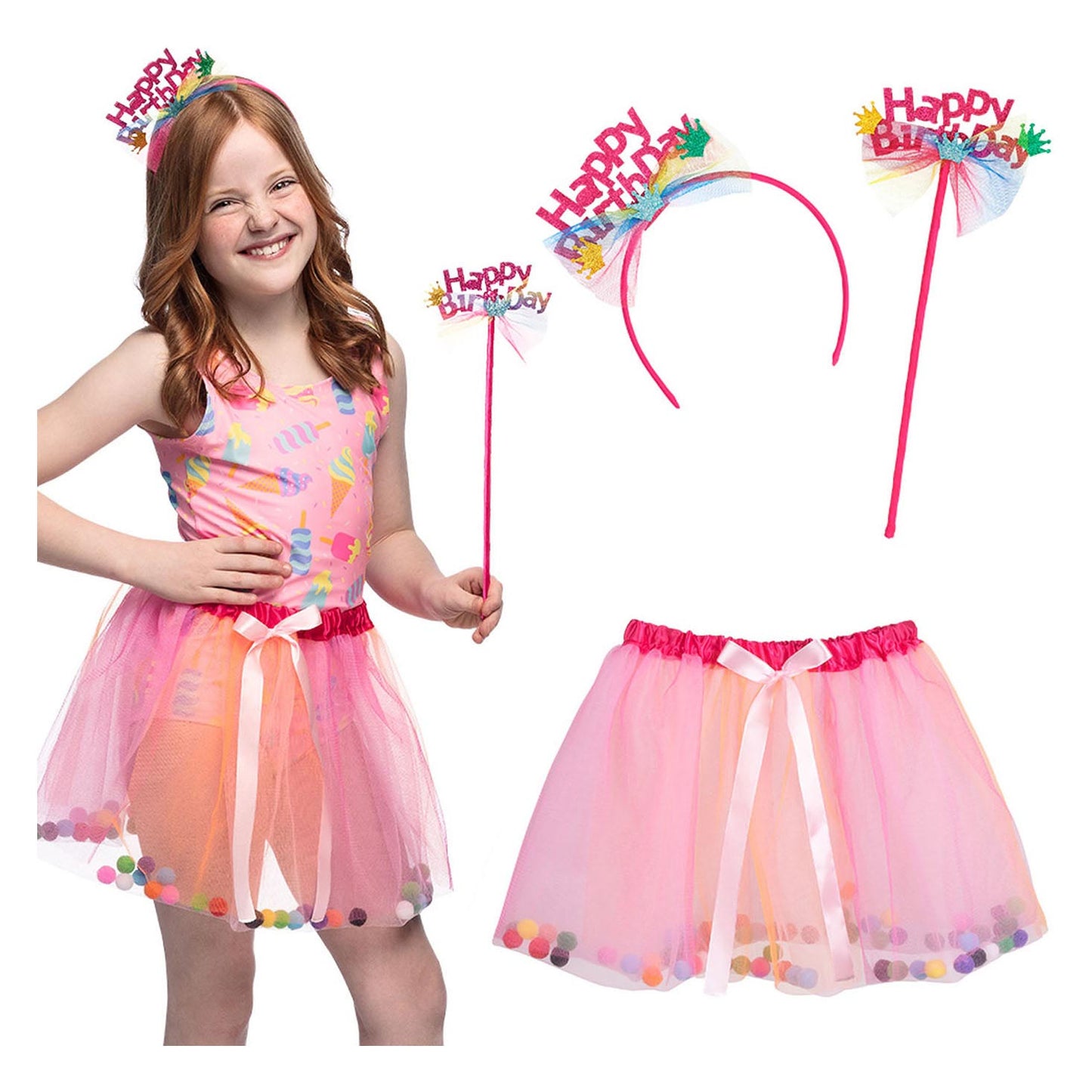 Boland Verkleedset fee roze happy birthday