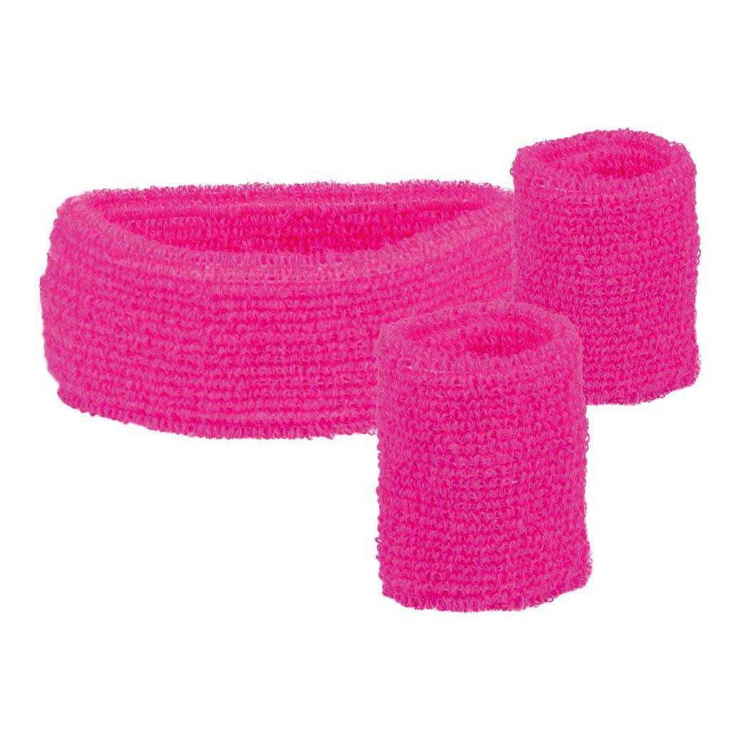 Boland Zweetbanden neon roze, 3st.