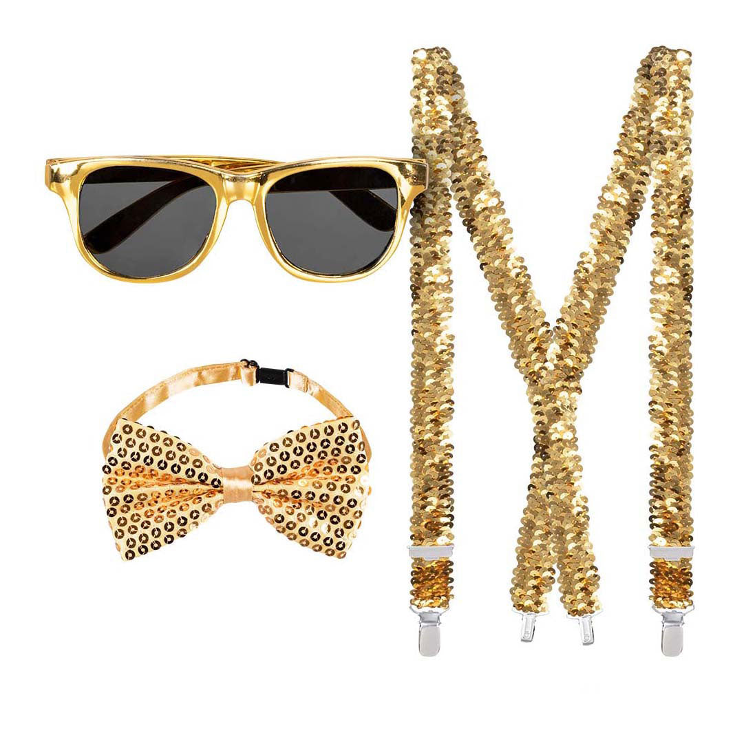 Boland Accessoireset feestoutfit goud