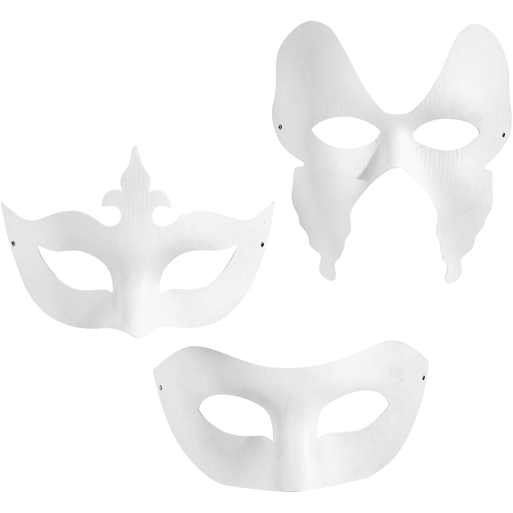 Creativ Company Https: www.cchobby.nl maskers-h-10-20-cm-b-18-20-cm-wit-3x4-stuk-1-doos