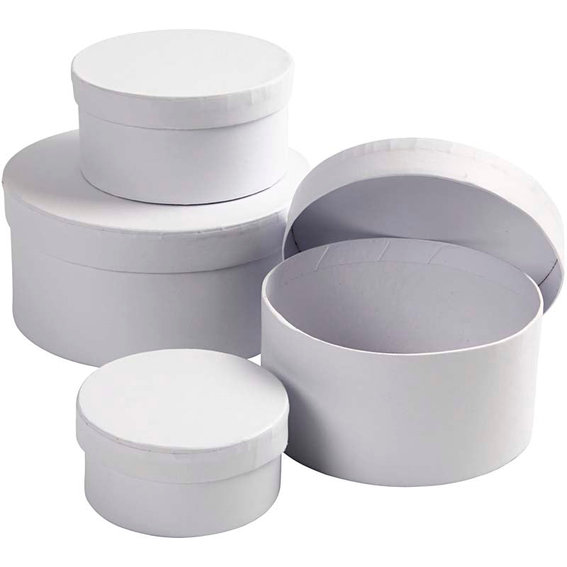 Creativ Company Https: www.cchobby.nl ronde-dozen-afm-8x4-10x5-12x6-14x7-cm-wit-4-stuk-1-set